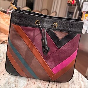 Fossil Multicolor Chevron Leather Shoulder Bag